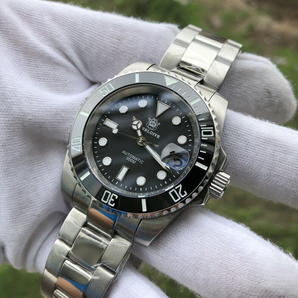 Steeldive SD1953 Black Sub 300M Automatic Diving Watch Sapphire Spares or Repair