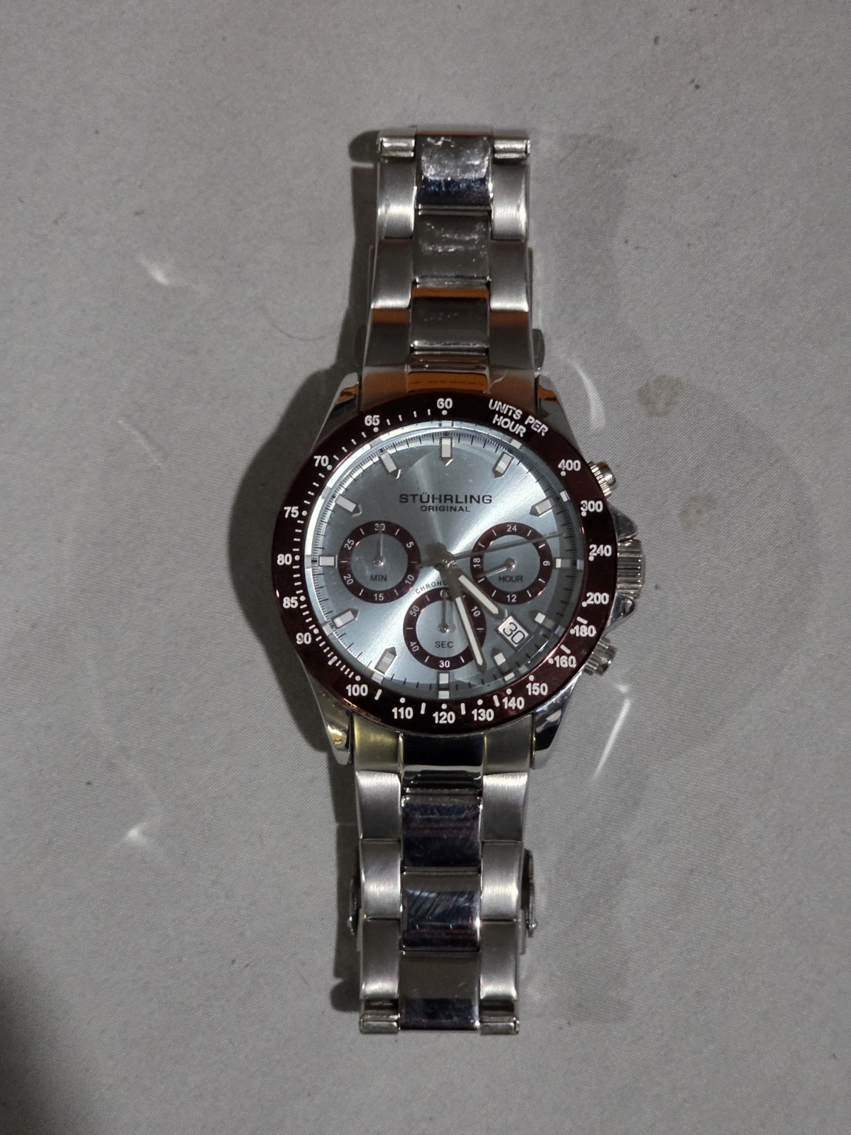 Stührling Ultima Tiffany Daytona Style Chronograph Quartz Stainless Bracelet