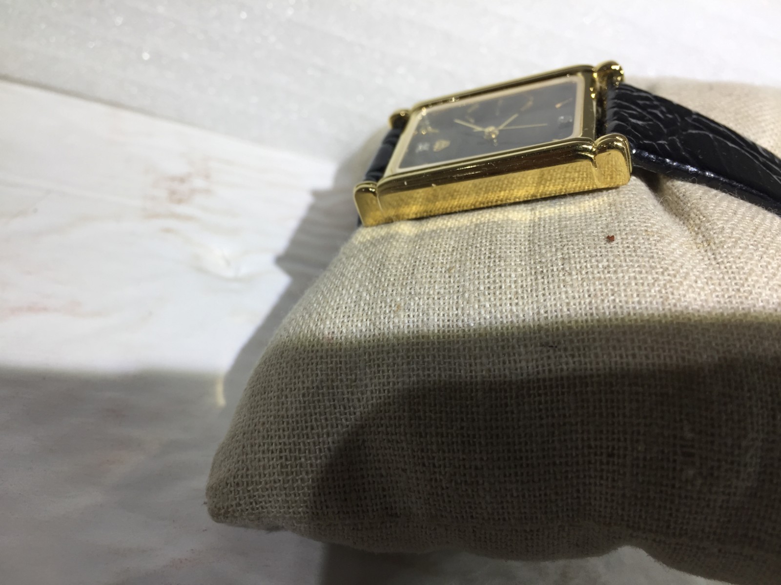 Vintage Jules Jurgensen Diamond Tank Genuine Leather Men’s Dress Watch Working!