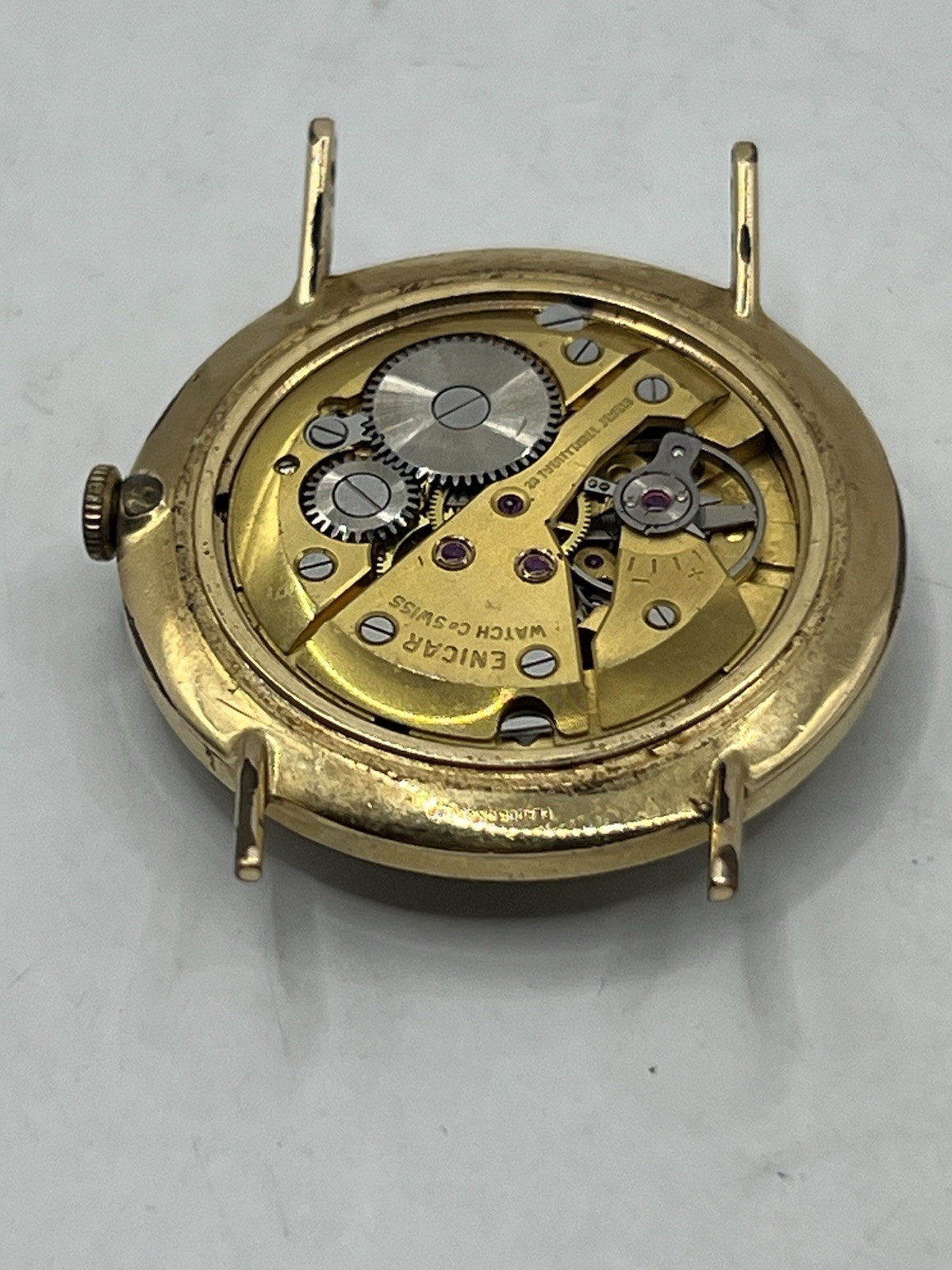 VINTAGE ENICAR ULTRASONIC SILVER DIAL 23j 100/149 CPS AUTOMATIC WATCH ~ AS IS ~