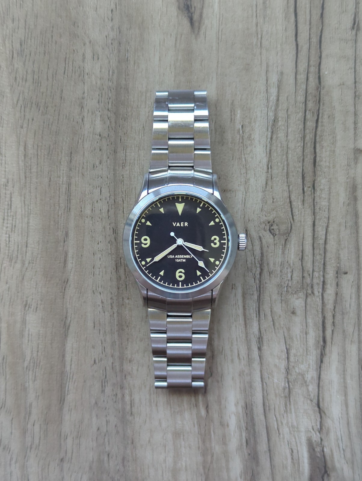 Vaer C3 Tradition Field – 36mm USA Solar | Premium Quick Release 3-Link Bracelet