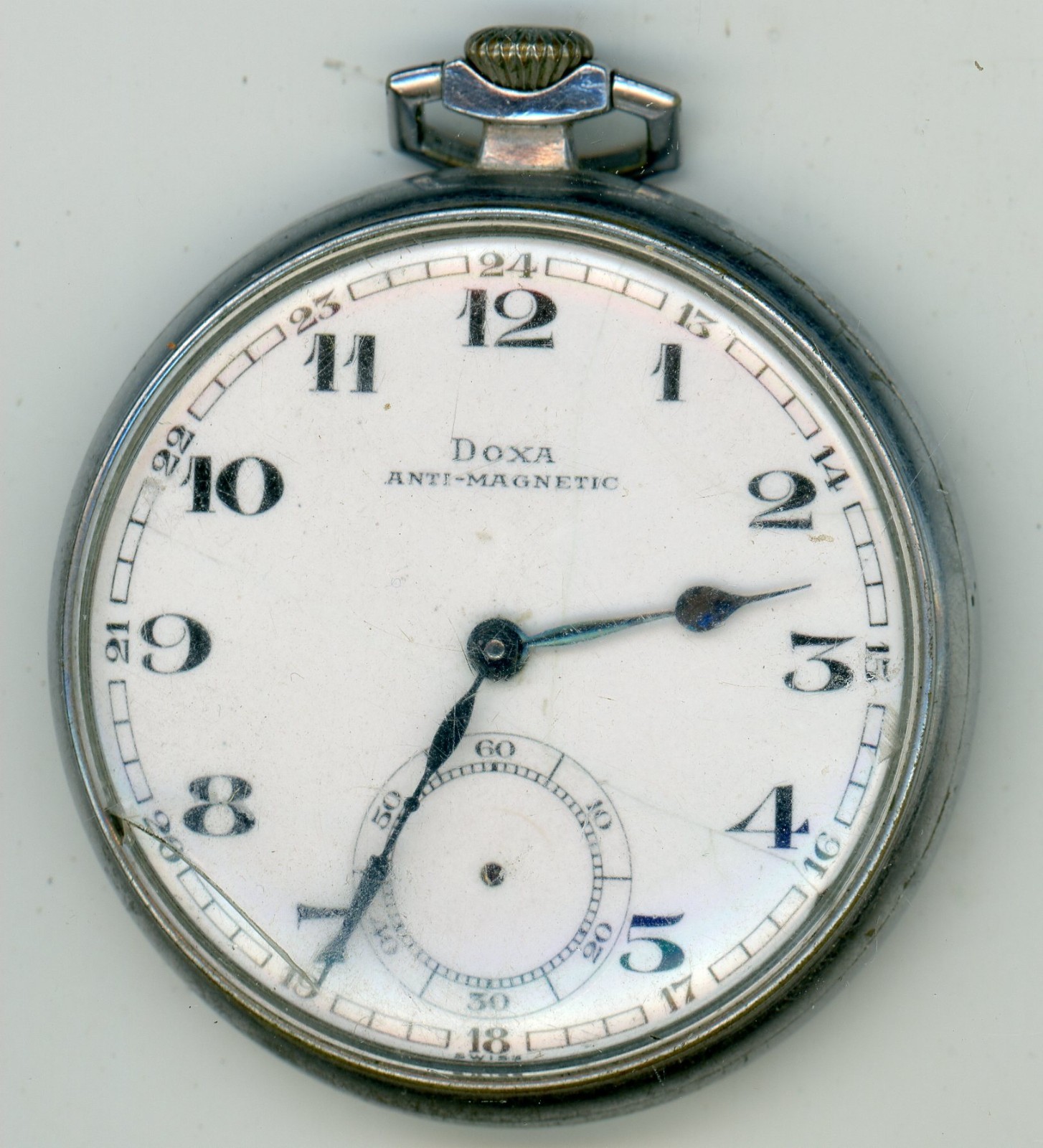 DOXA Swiss Made Pocket Watch Running 17 Jewels Doxa 46.5 MM Running