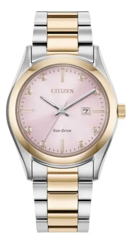 Citizen Ladies Diamond Pink Dial Watch- EW2706-58X NEW