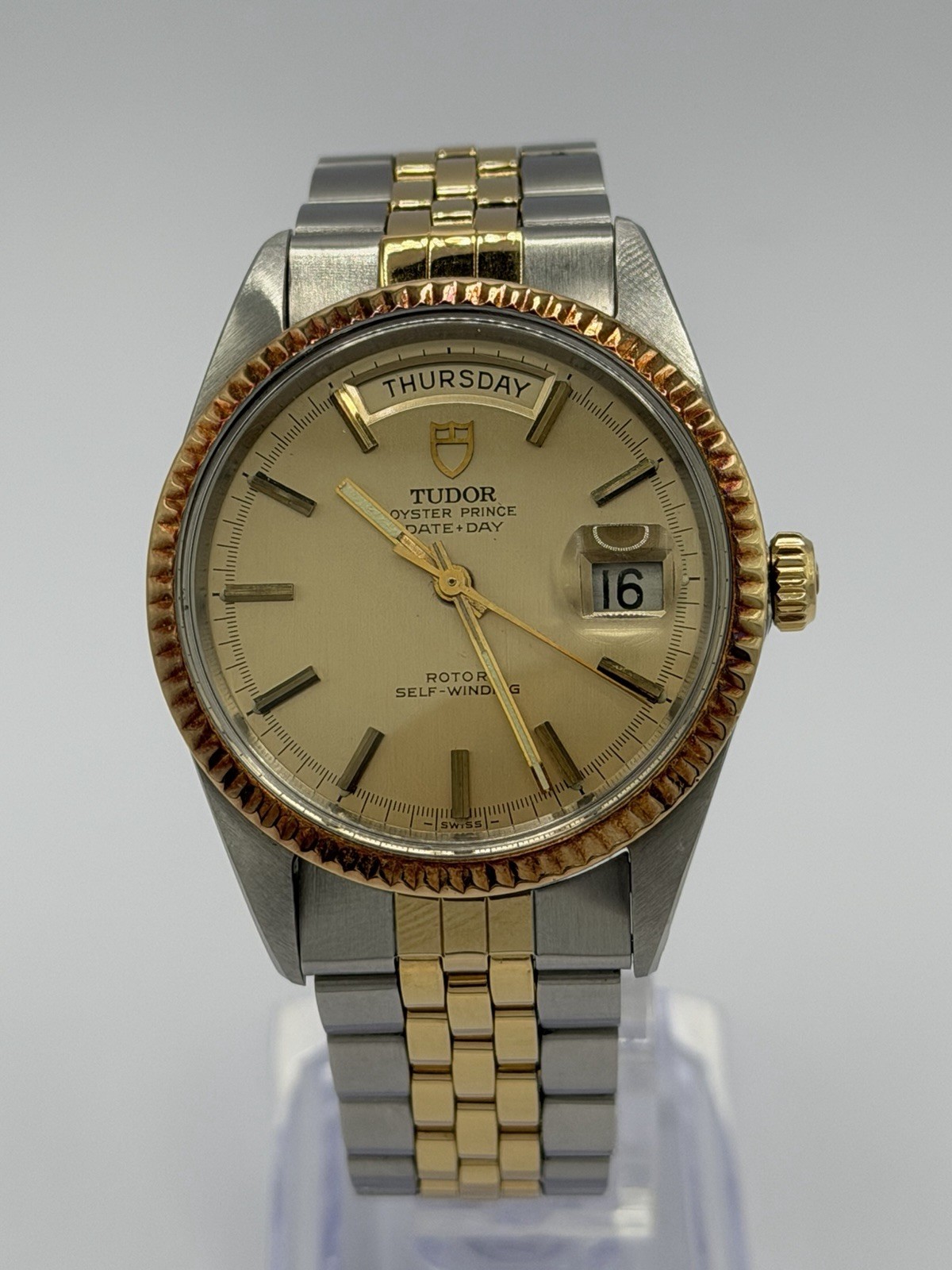 Vintage 1969 Tudor Oyster Prince Date+Day 7019/3 Two-Tone Jumbo 38mm Bracelet