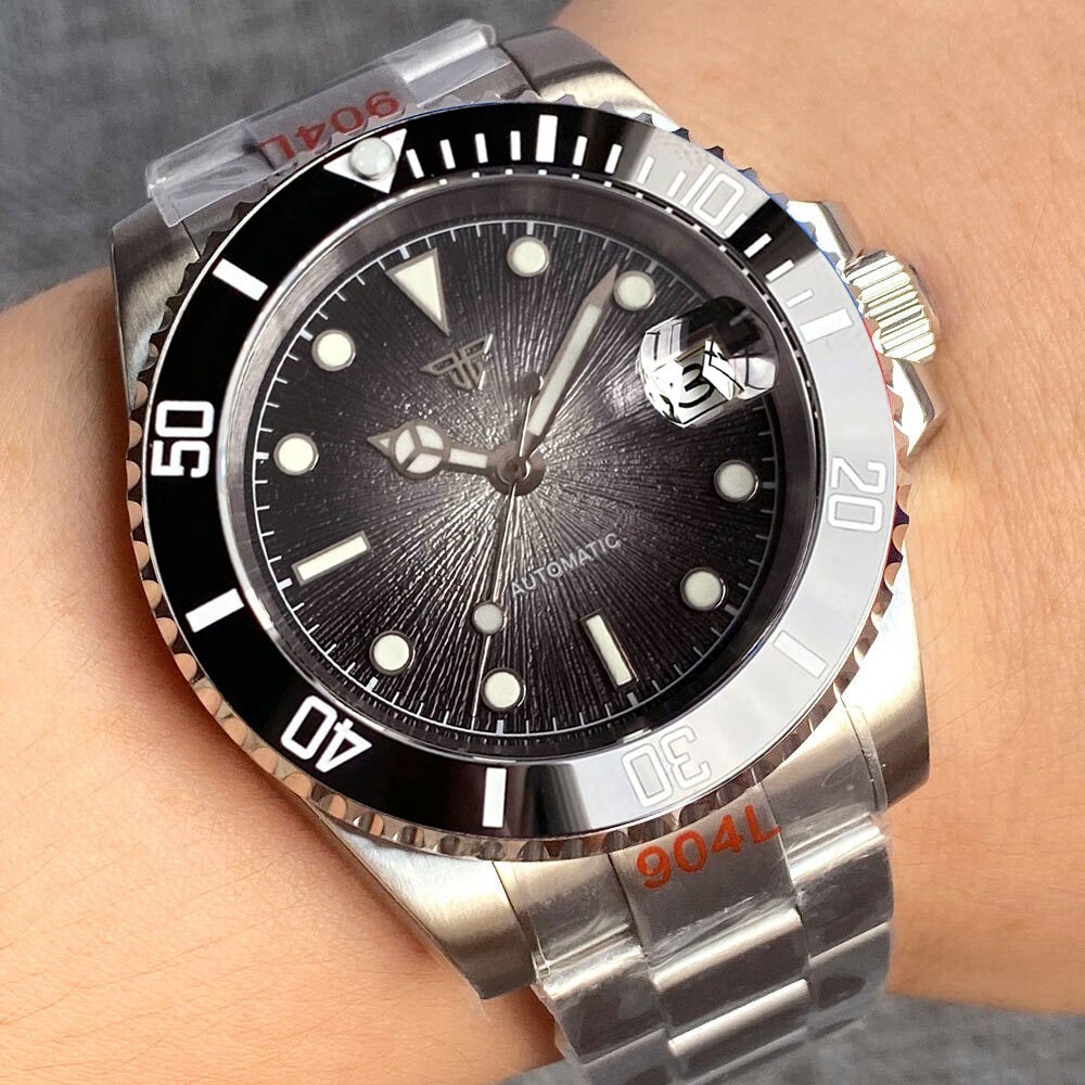 Tandorio Blue Dial 40mm Miyota 8215 PT5000 Mechanical Dive Watch Men 200M Diving