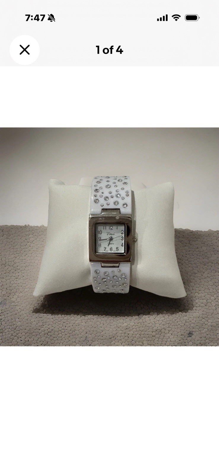 Vivani Rhinestone Cuff Quartz Watches Set Black & White NEW Batteries Womens