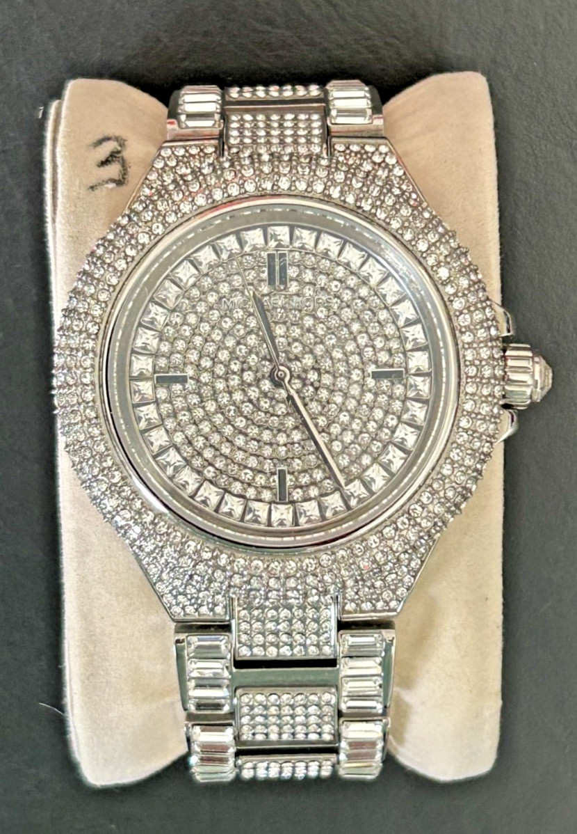 Michael Kors Crystal Pave Ladies Watch Silver Camille MK-5869 MK5869 Bracelet