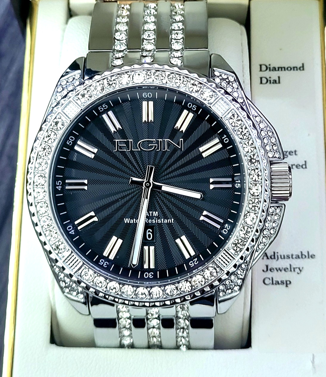 Rare Elgin Diamond Bezel Paved Mens Watch Authorized Dealer
