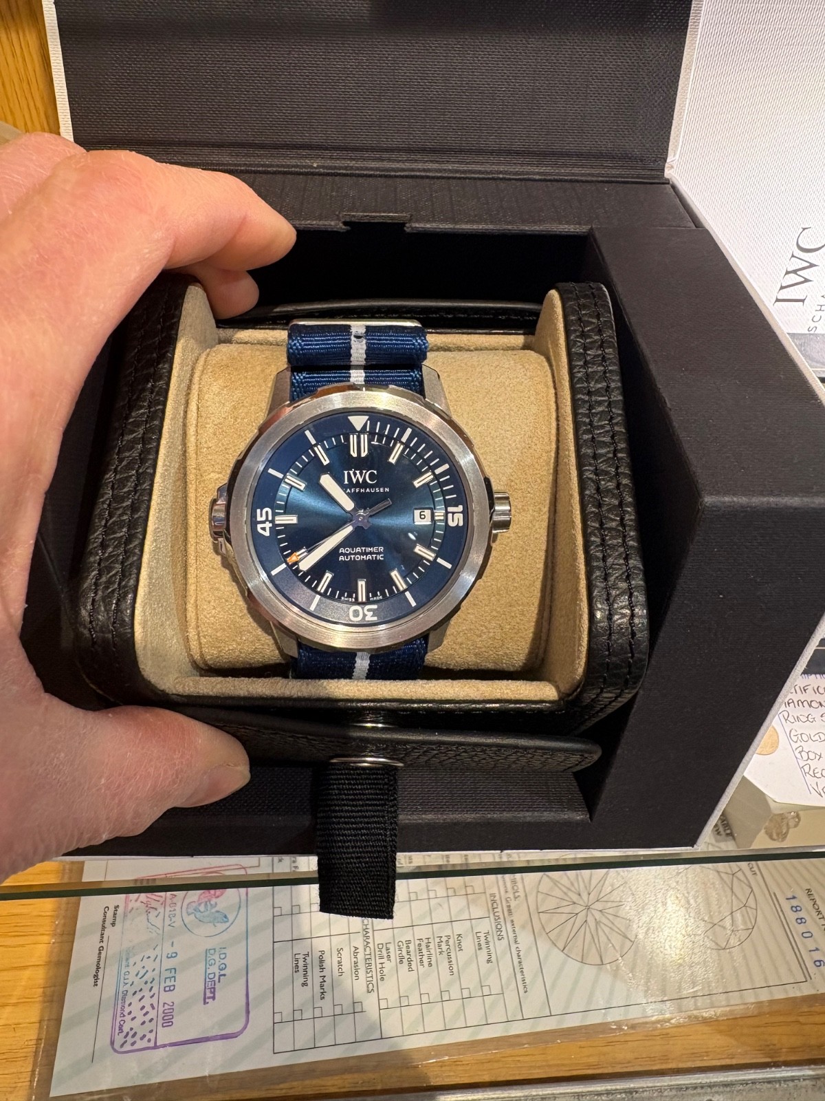 IWC Aquatimer Automatic Blue Dial watch with Box and Papers, pristine condition