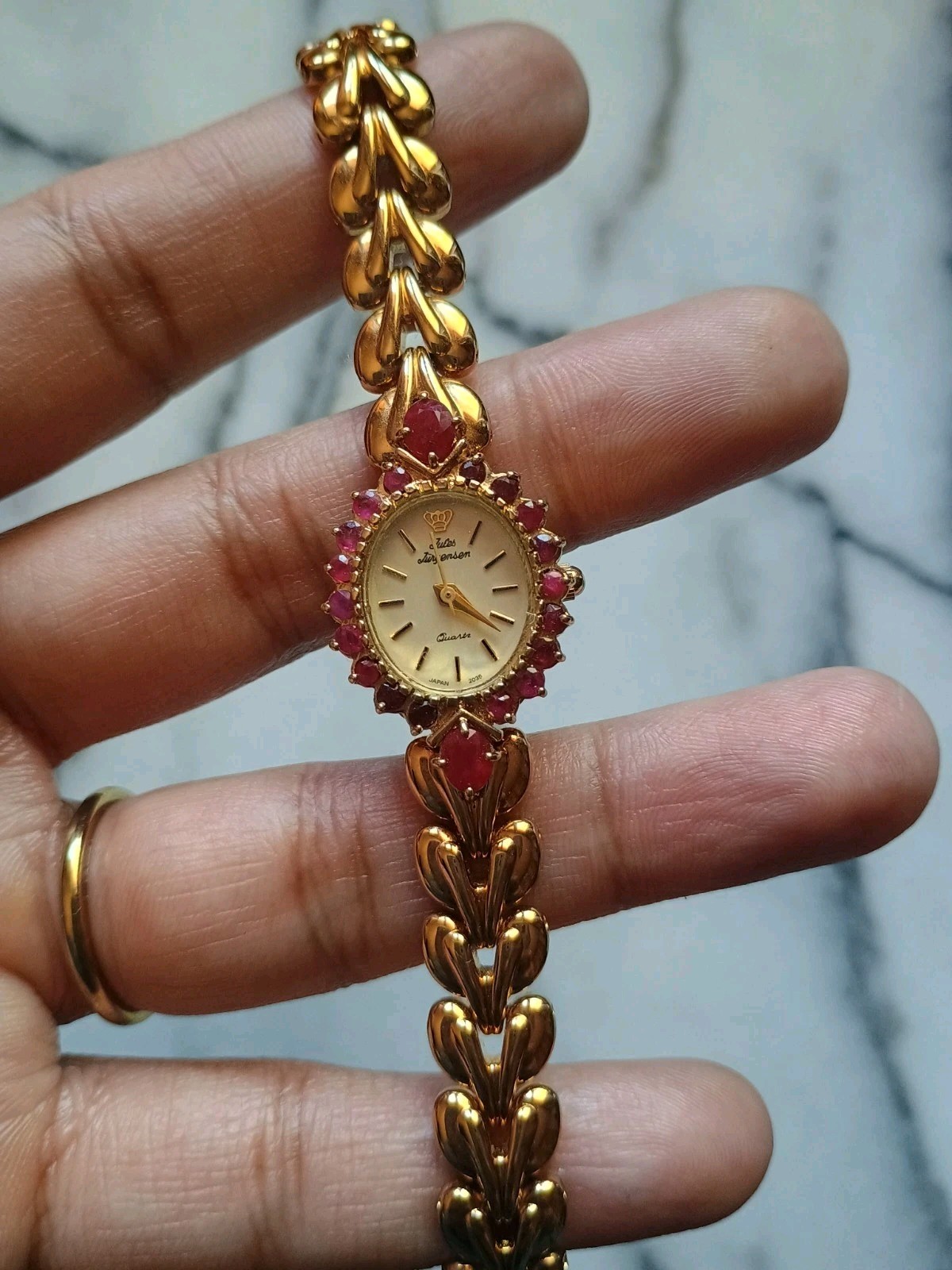 Vintage Jules Jurgensen Watch Genuine Rubies Gemstones Luxury 20 Rubies RARE