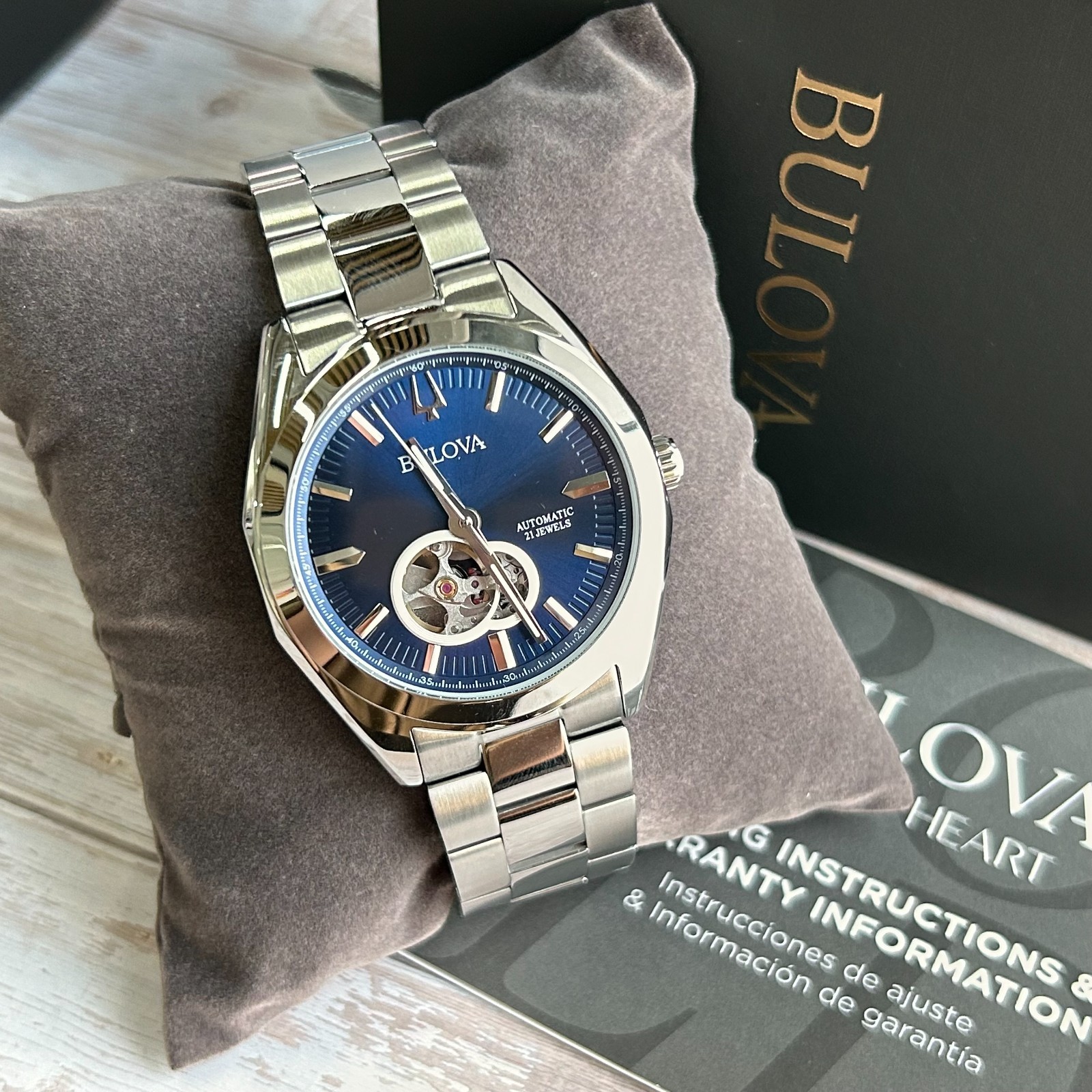 Bulova Surveyor 96A275 Blue Dial Automatic Stainless Steel Men’s Watch New 42mm