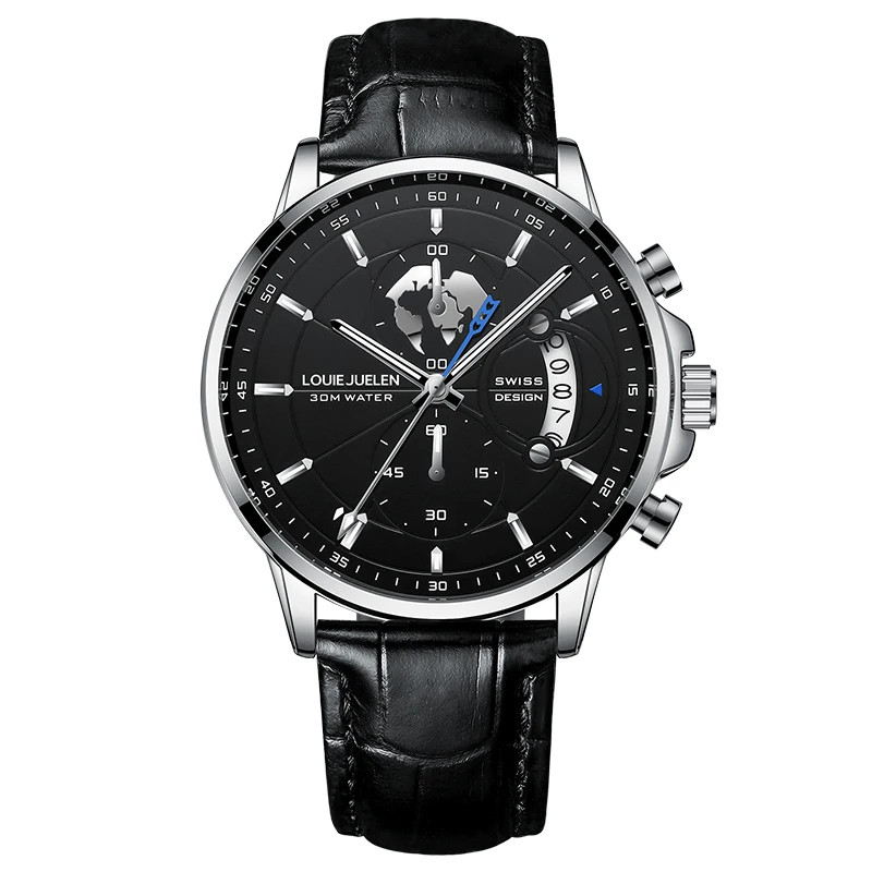 Waterproof Chronograph Quartz Leather Strap Leather Men’s Watches B-576