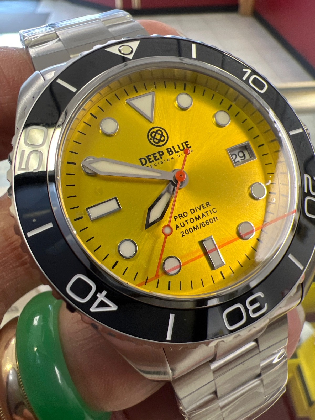PRO DIVER 200😱YELLOW DIAL 42m AUTOMATIC🔥 DIVE WATCH SILICONE STRAP 😋