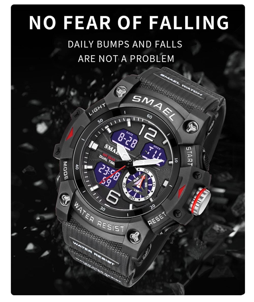 SMAEL Men Sport Watch for Students Outdoor Stopwatch LED Digital Quartz Watches