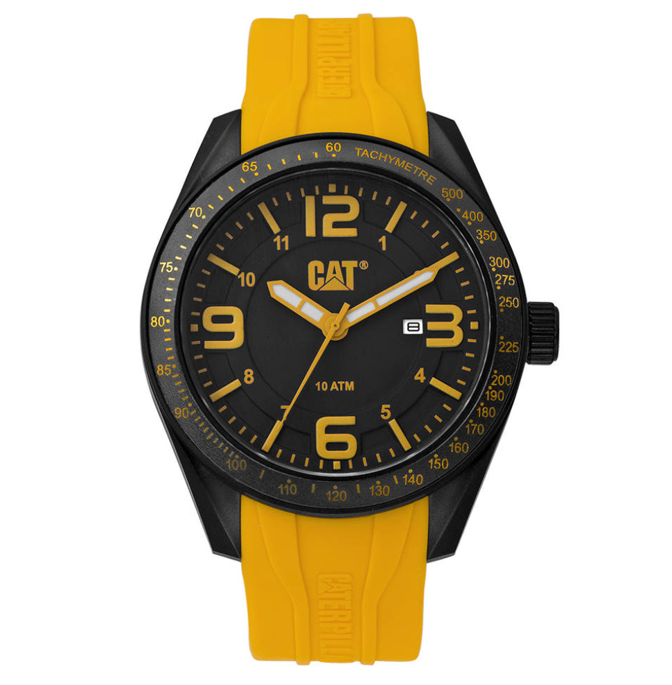 CAT Caterpillar Oceania Men’s Watch Black Dial Yellow Rubber Strap LQ.161.27.137