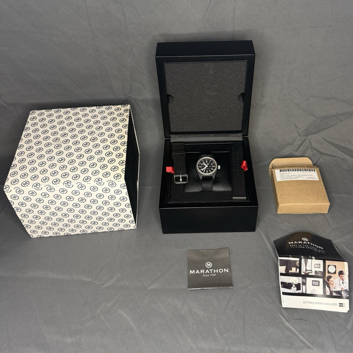 Marathon General Purpose Mechanical 34mm Manual Military Black Dial Box Manual