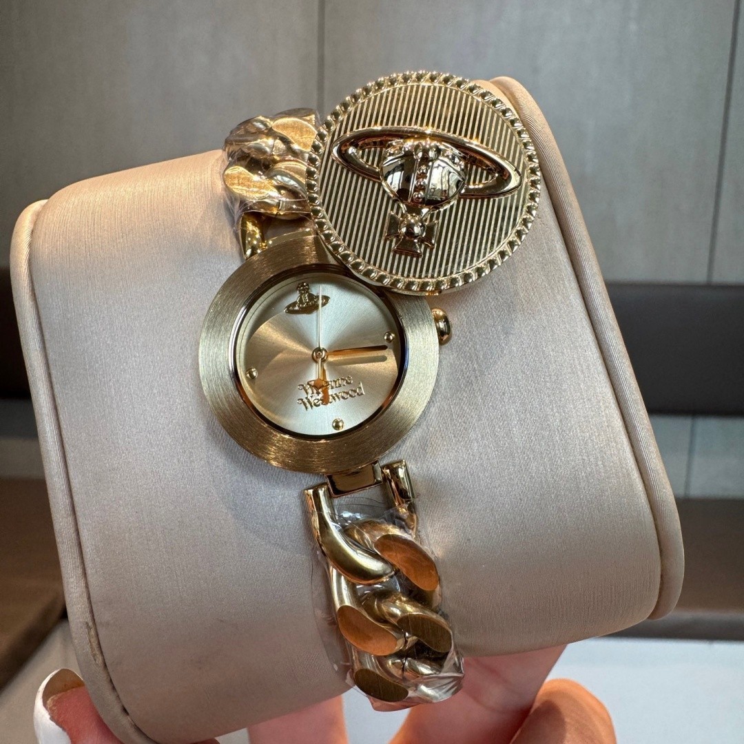 Vivienne Vintage Gold Dial Bracelet Flip Women’s Quartz Watch Original Box