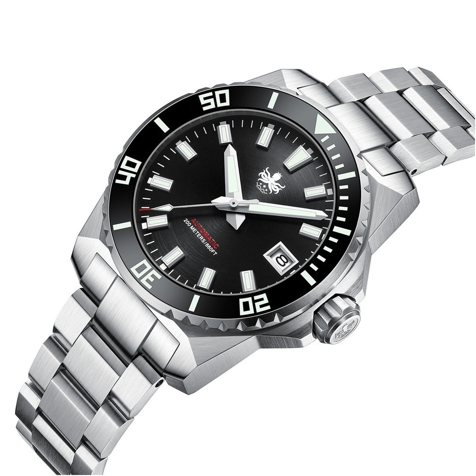 PHOIBOS Leviathan PY054C Diver Black Steel 200m Men’s Watch