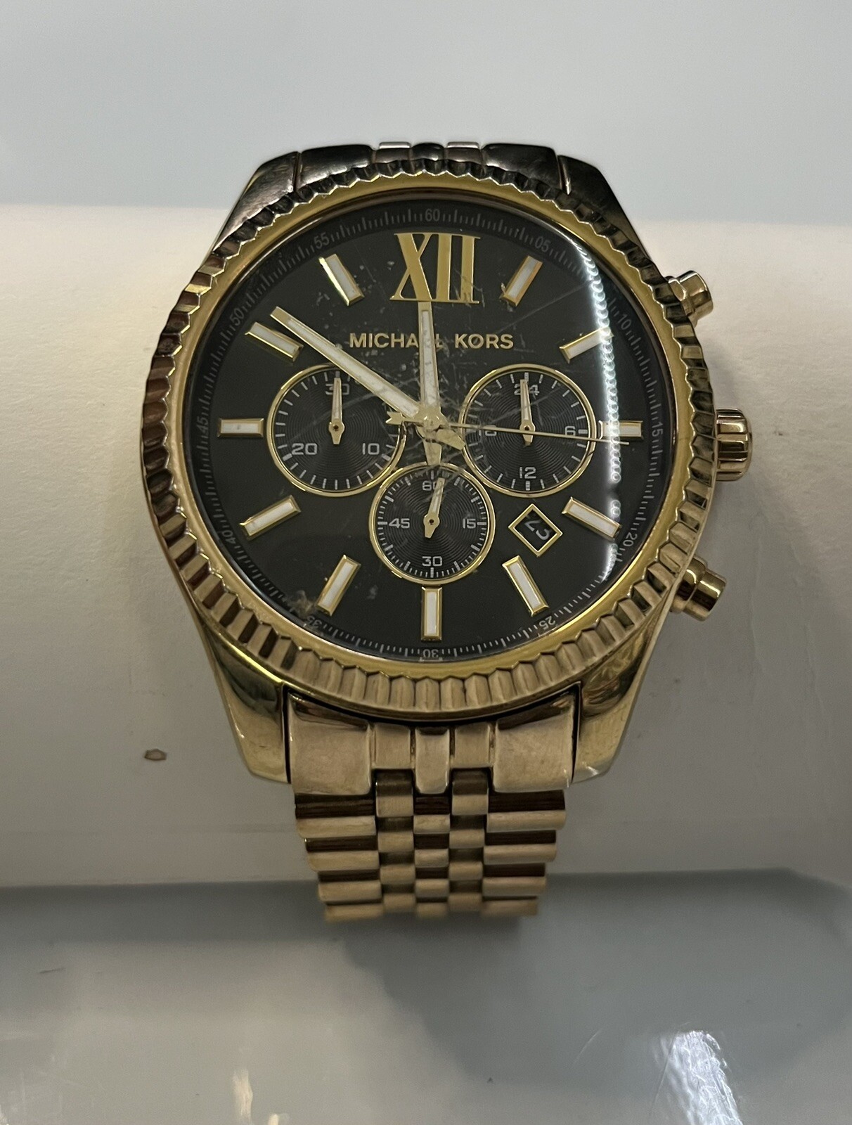 Michael Kors MK8286 Lexington Chronograph Black Dial Gold-tone Men’s Watch