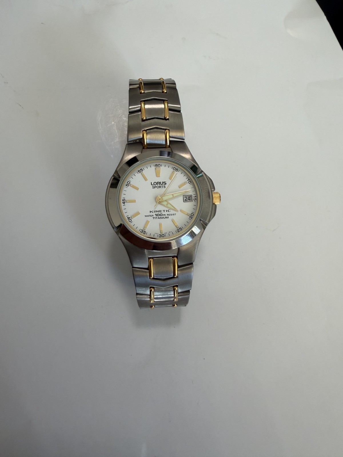 Lorus Mens Kinetic Two-Tone Stainless Steel Wristwatch