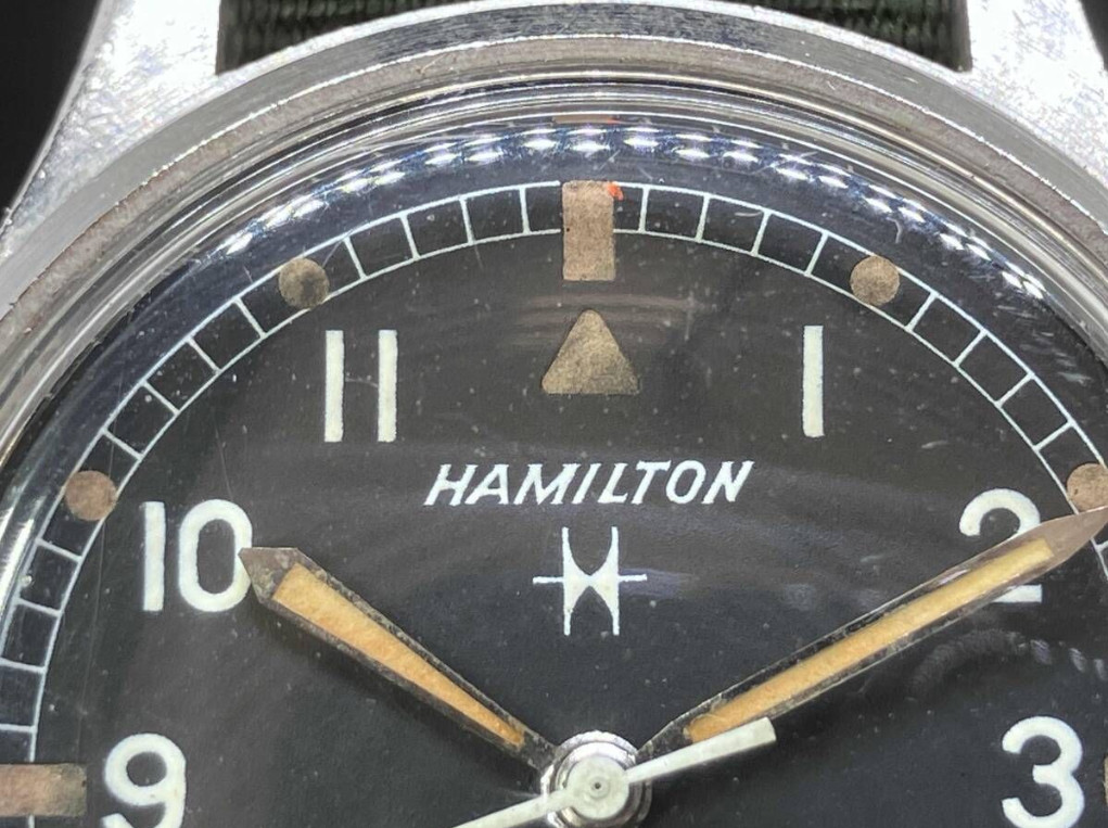 HAMILTON military watch GS TROPICALIZED Hand wound wristwatch black dial antique