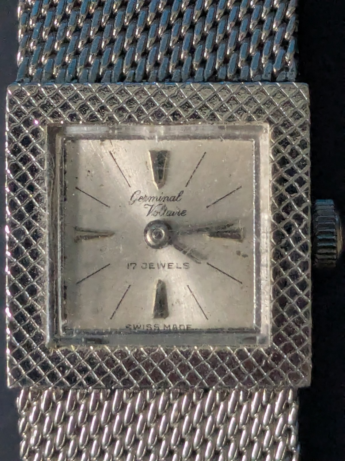 Germinal Voltaire Vintage Ladies 1970’s Watch 17 Jewels Swiss Made Steel 17.5 mm