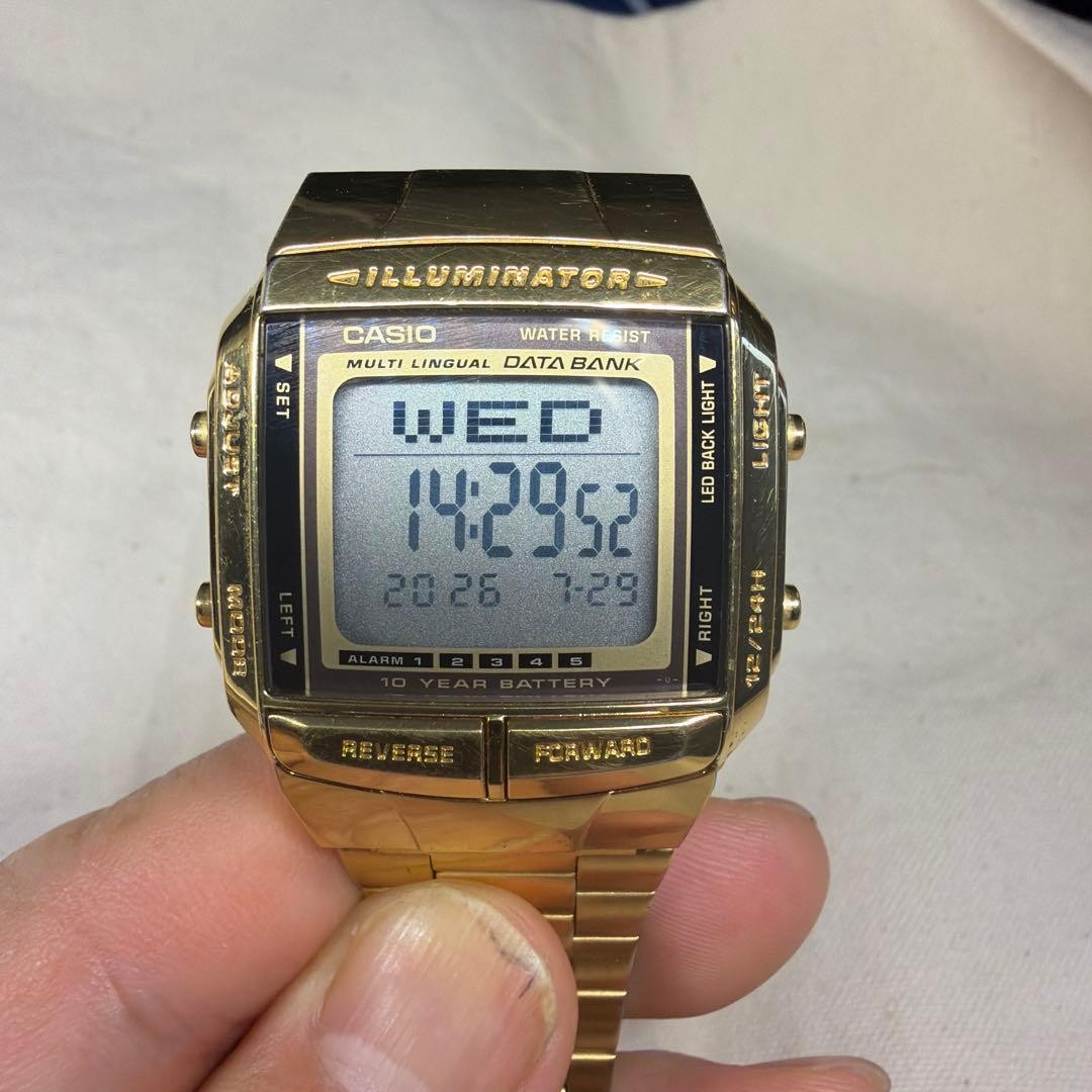 CASIO DATA BANK DB360 Gold Watch From Japan