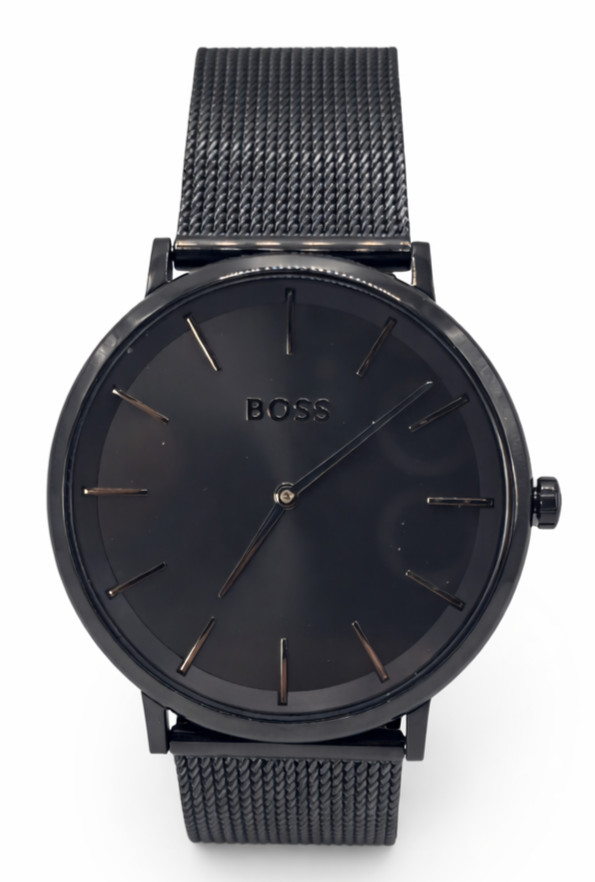 Hugo Boss Black Ion Plated Mesh Strap Watch Minimal Luxury Men 3 Bar