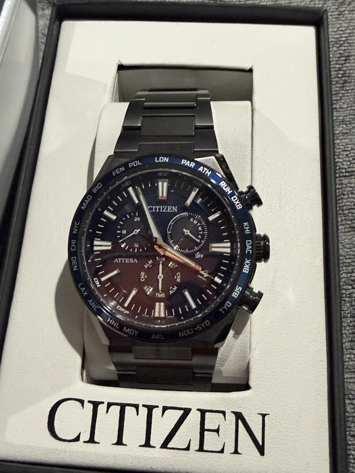 Citizen Attesa Eco-Drive CB5967-66L Blue Dial 42mm Super Titanium Men’s Watch