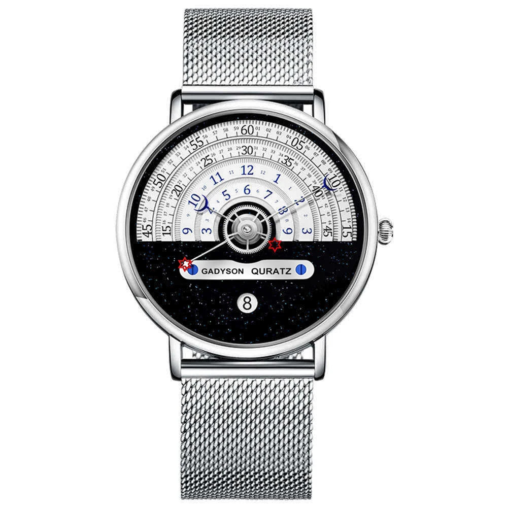 Unique Business Men Watch Fashion Auto Date Stainless Steel Strap Quartz