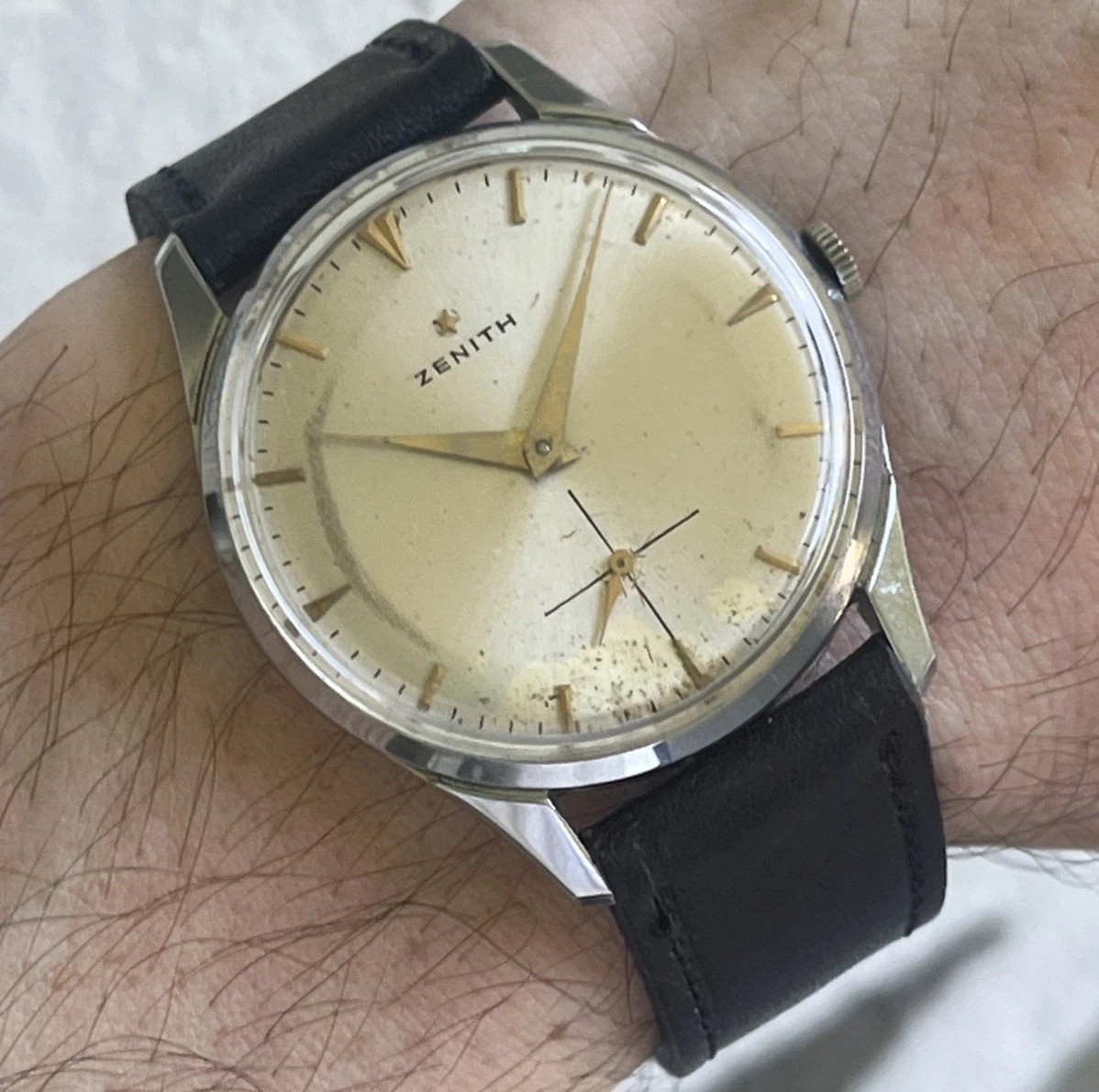 ZENITH WATCH CAL 40 VINTAGE JUMBO SWISS SUB SECONDS CALATRAVA TIME ONLY DRESS