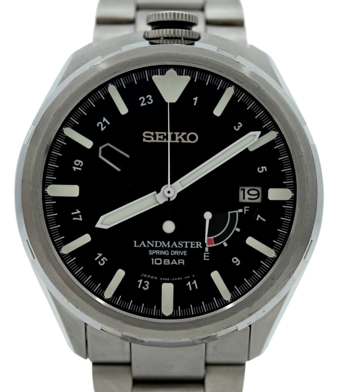 Seiko 46.5mm Landmaster Spring Drive Titanium Automatic 5R66-0AY0 Watch SBDB005!