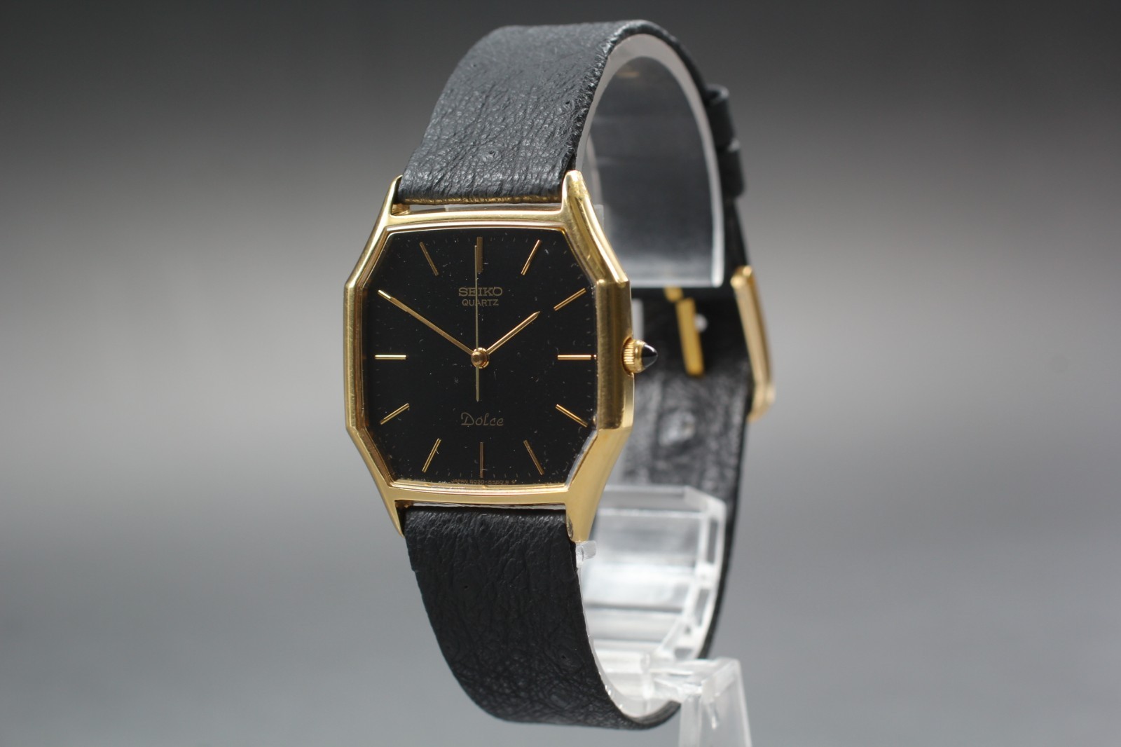 Vintage [Exc+5] Seiko Dolce 6030-5500 Octagon Black Dial Men’s Qz Watch JP #24