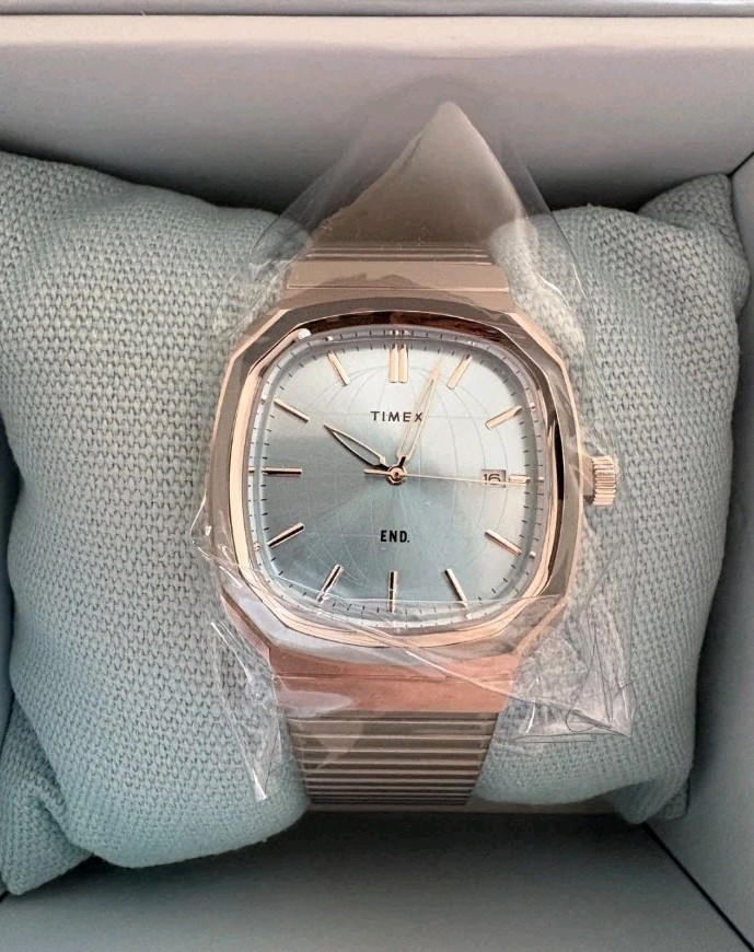 END. x Timex 1981 Reissue Inspired Ice Blue Dial Stainless Steel Watch
