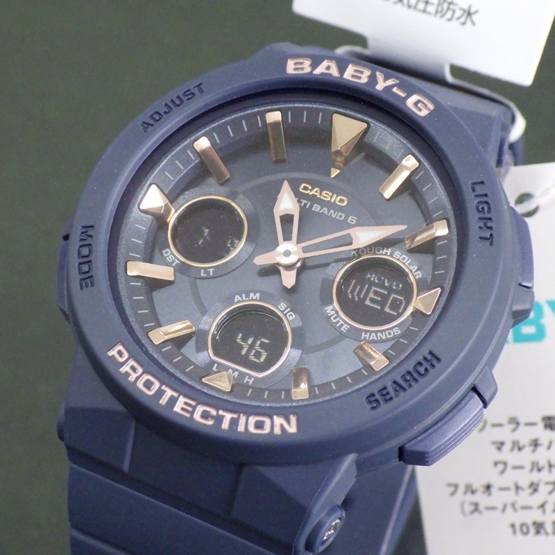 New Casio BABY G BGA 2510 2AJF Navy Solar Radio Wave Watch Overseas Compatible 1