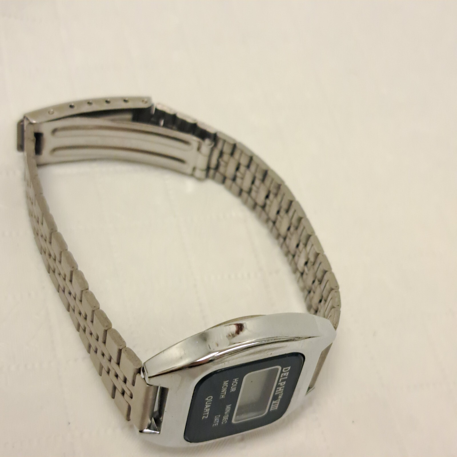 Vintage Delphi VIII Quartz LCD Womens Wrist Watch Blue/Silver Tone