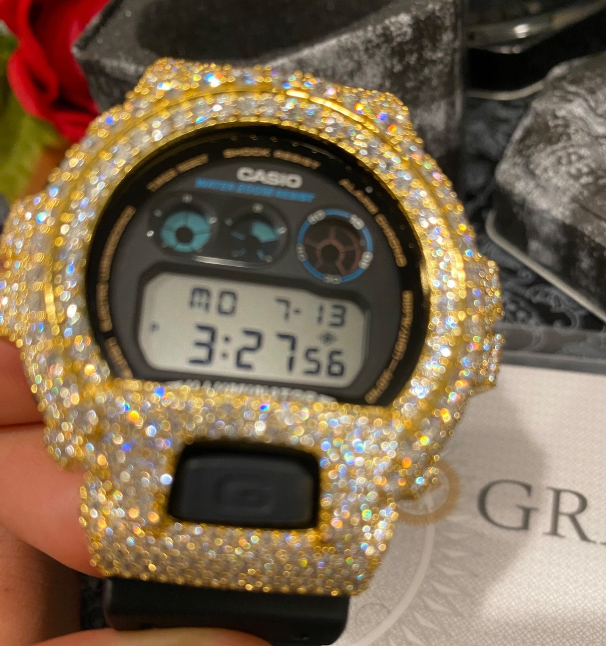 Casio G-Shock DW6900 With a Custom Iced Out Moissanite Bezel