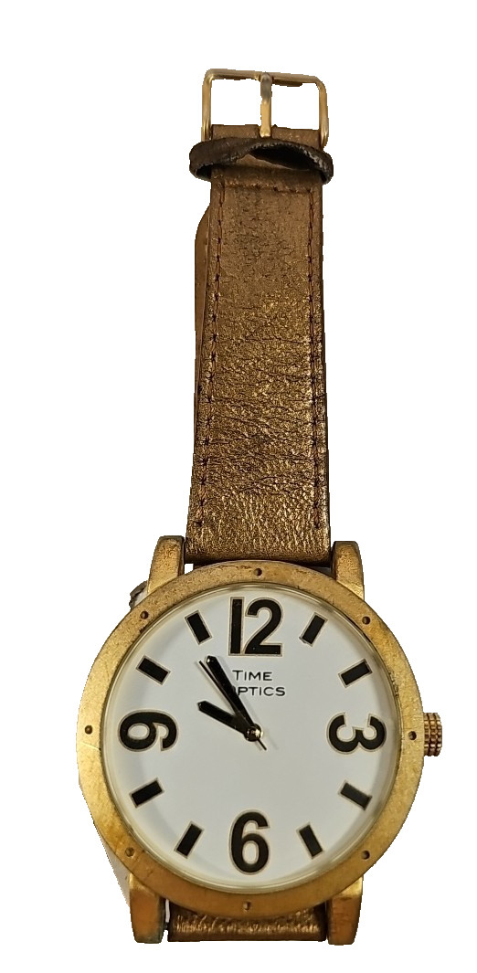 LOW VISION WATCH TIME OPTICS 1.5 ” FACE GENUINE LEATHER BAND BRONZE/GOLD