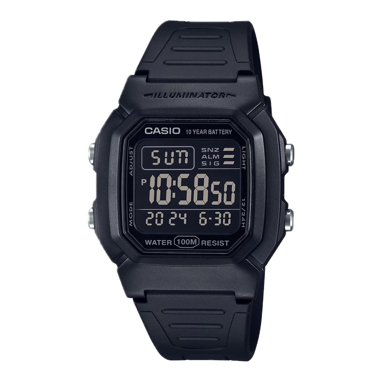 Casio Men’s Water-Resistant Digital Watch with Black Dial – W-800H-1BV