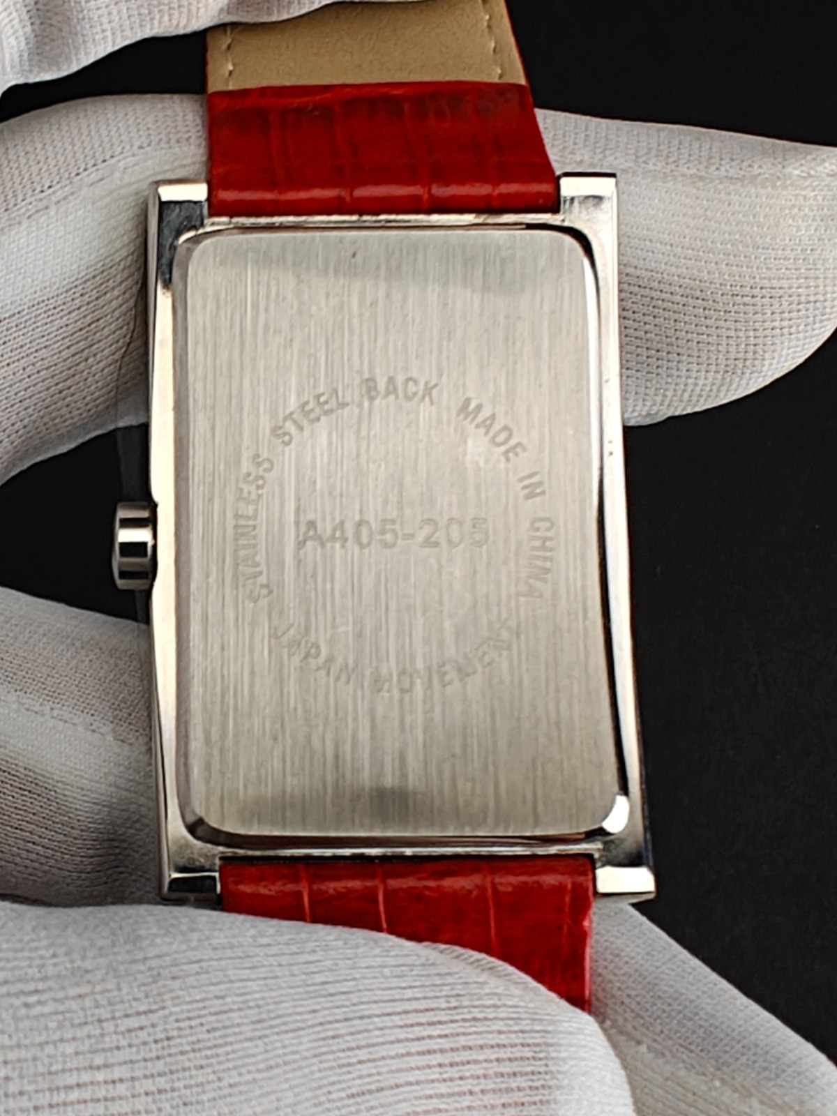 Gossip Quartz Watch Men Silver Red Curved Rectangle Leather Analog New Battery