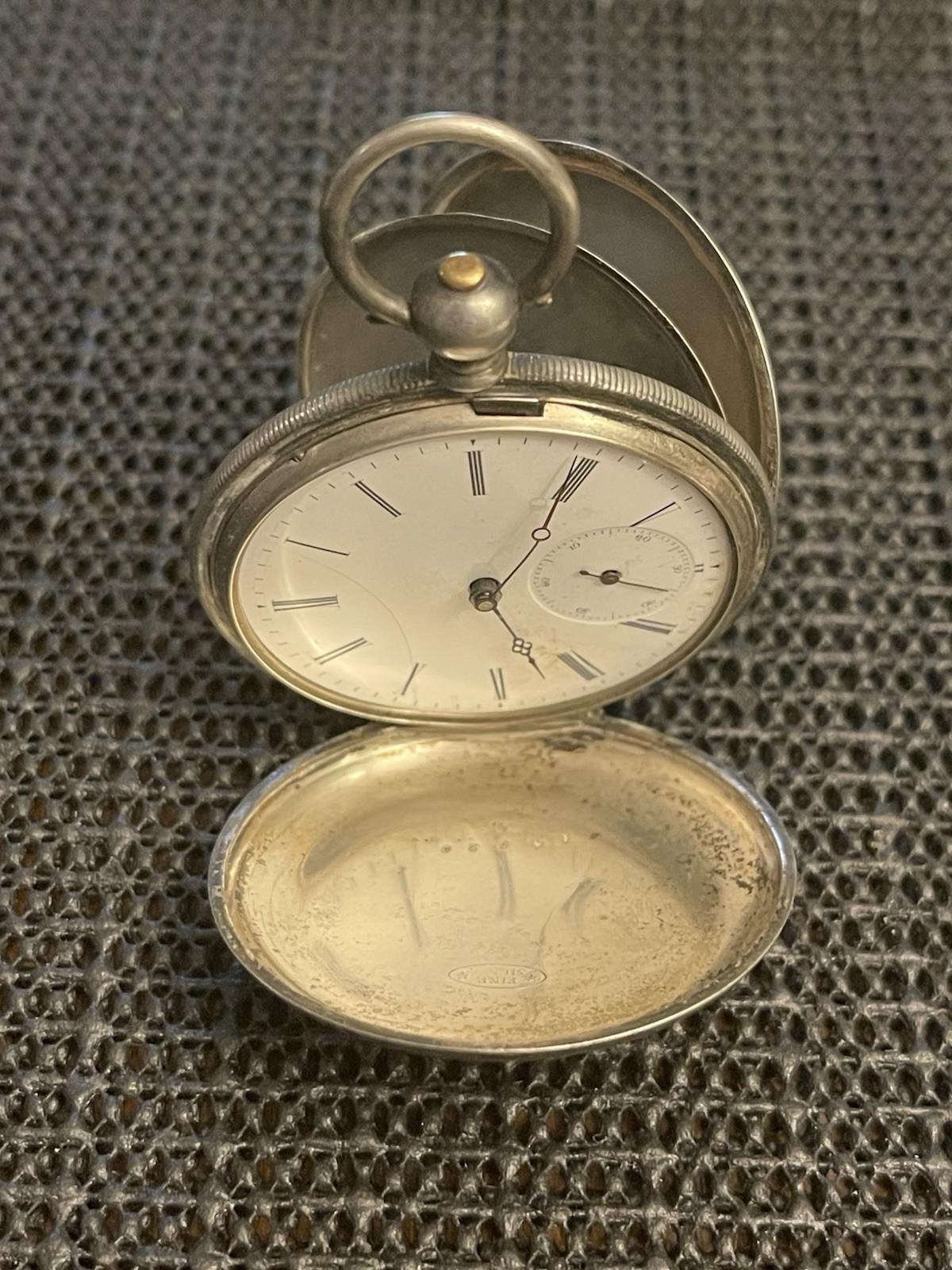Antique L Tissot Locle Fine Silver Pocket Watch Key Wind Hunter 56g Parts/Repair