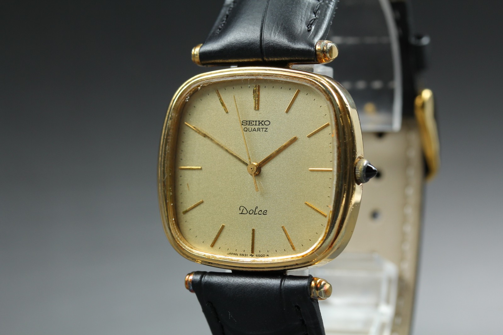 [Exc+5] SEIKO Dolce 5931-5400 32mm Gold Dial Band Quartz Men’s Watch from JAPAN
