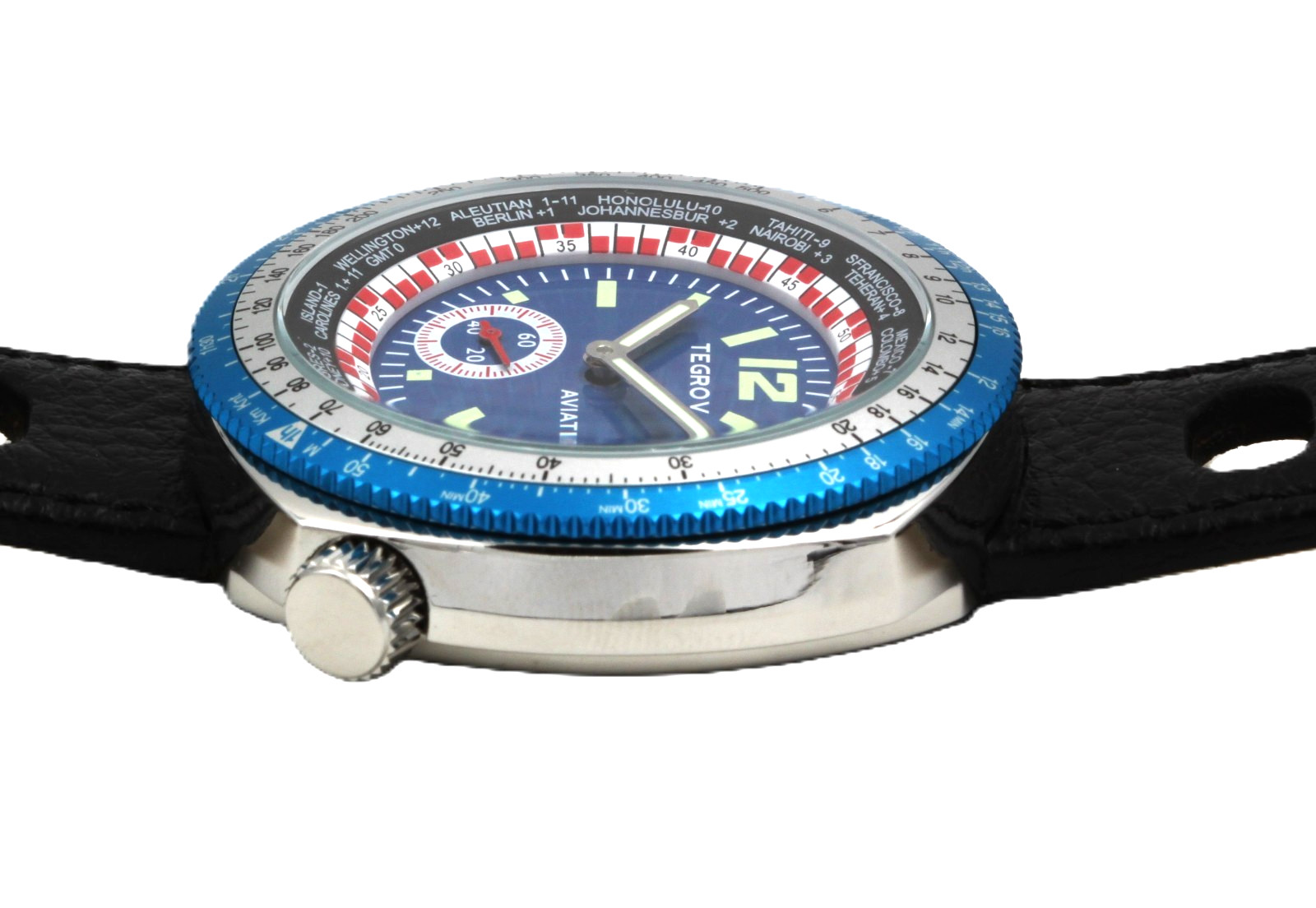 Tegrov Worldtimer Aviation Automatic Watch Blue Dial Retro Men’s Watch