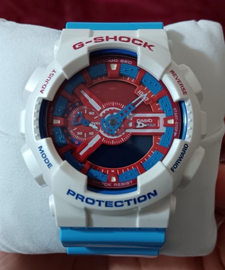 Casio G-Shock GA 110 Red White And Blue Watch With Blue Band