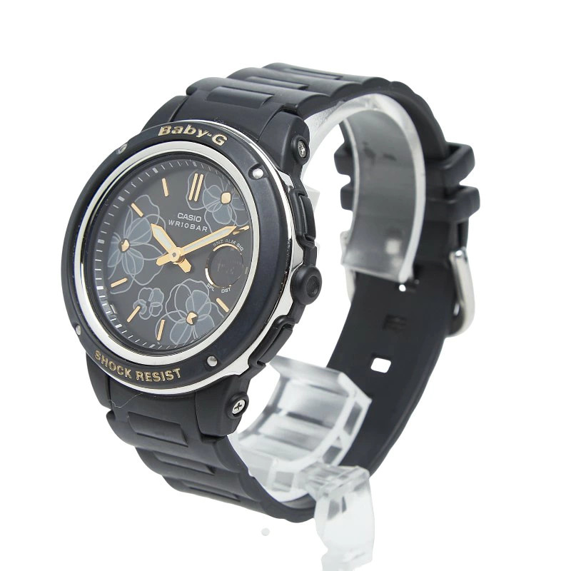 Casio Floral Dial Series Baby G Watch BGA 150FL 1AJF Quartz Black Dial Silicone