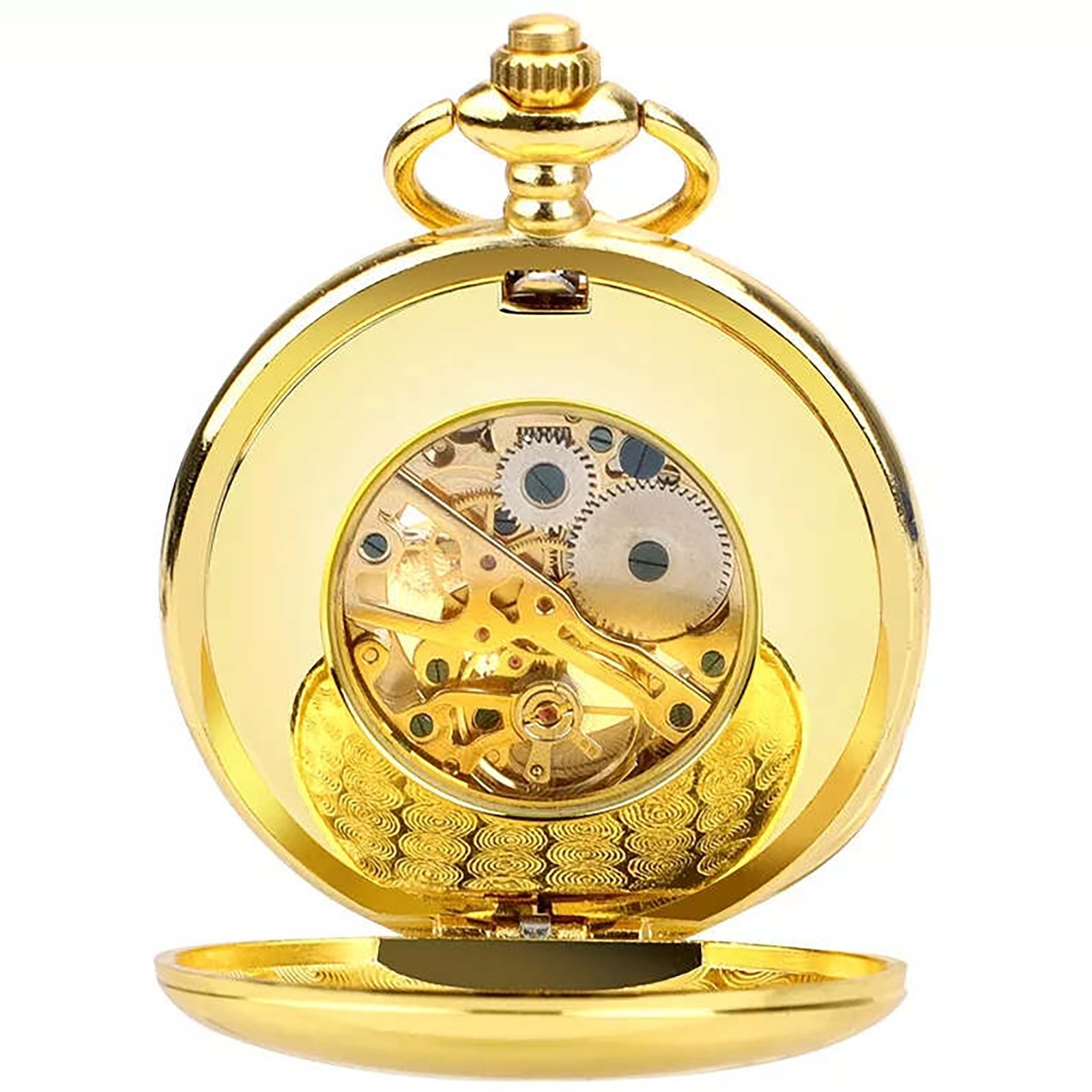 1Pc New Men’s Mechanical Retro Pocket Watch with Chain Retro Roman Numerals