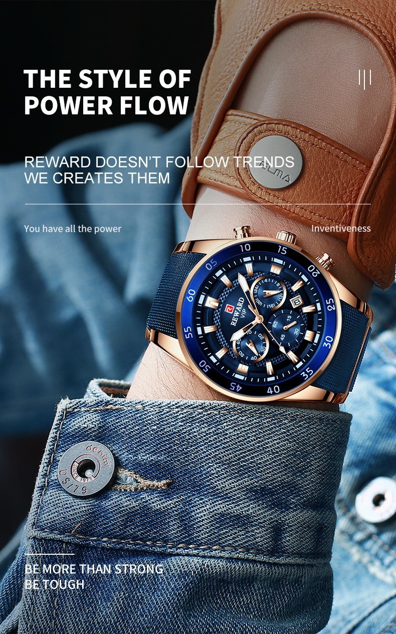 REWARD Men’s Business Multifunction Chronograph Calendar Luminous Quartz Watch