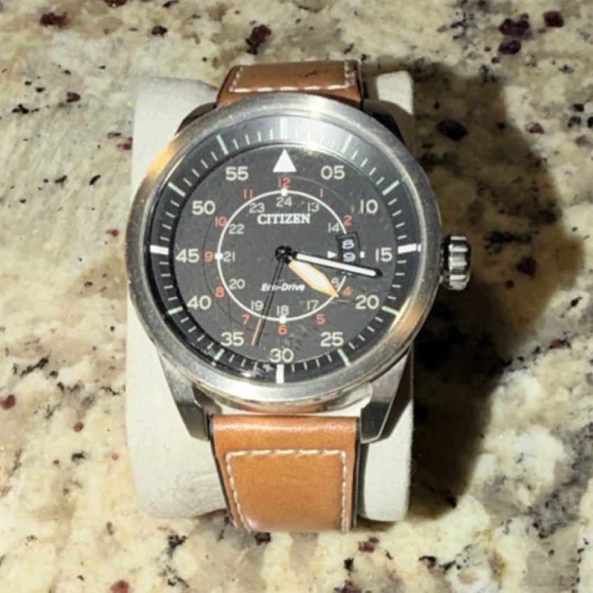 Citizen Eco-Drive Pilot/Aviator Men’s Watch Black Dial Brown Leather Strap