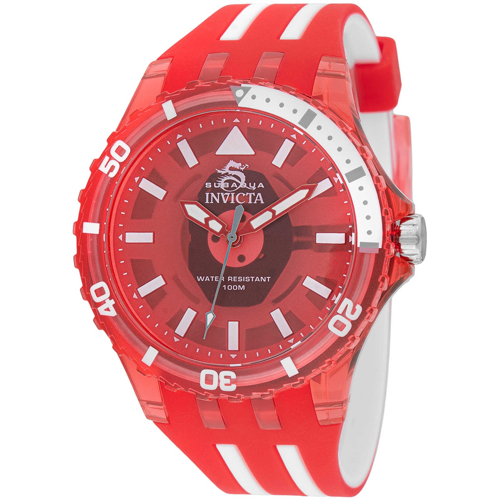 Invicta Men’s Watch Subaqua Quartz Red and White Silicone Rubber Strap 69450