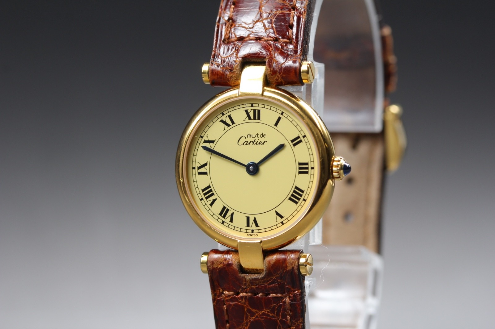 *Exc+5* Vintage Cartier Must de Vendome SM Vermeil Quartz Watch From JAPAN #6784